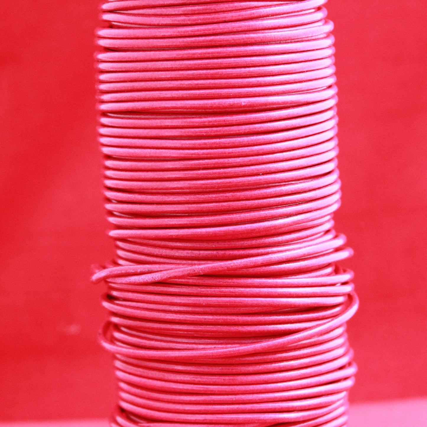 MADE in EUROPE 2 yards of 3mm fuscia leather cord, hot pink 3mm round leather cord, genuine leather cord (MARR3FUC)