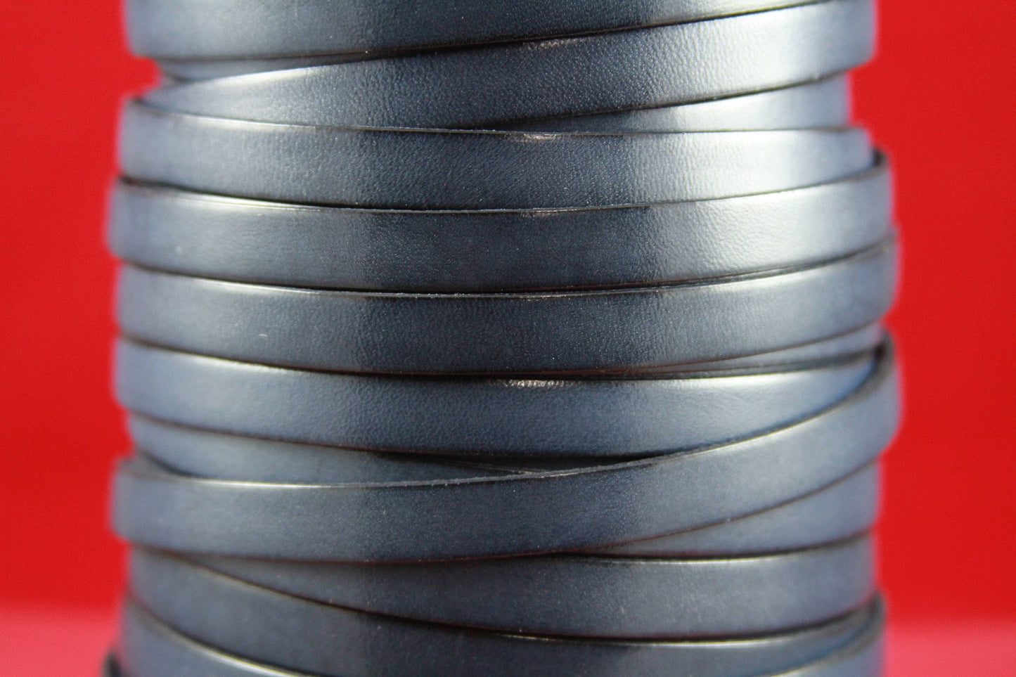 MADE in EUROPE 24" of genuine leather cord, flat 10mm gray leather cord, 10x2mm leather cord (MARF10AZM)