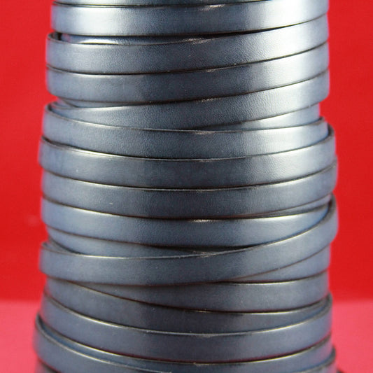 MADE in EUROPE 24" of genuine leather cord, flat 10mm gray leather cord, 10x2mm leather cord (MARF10AZM)