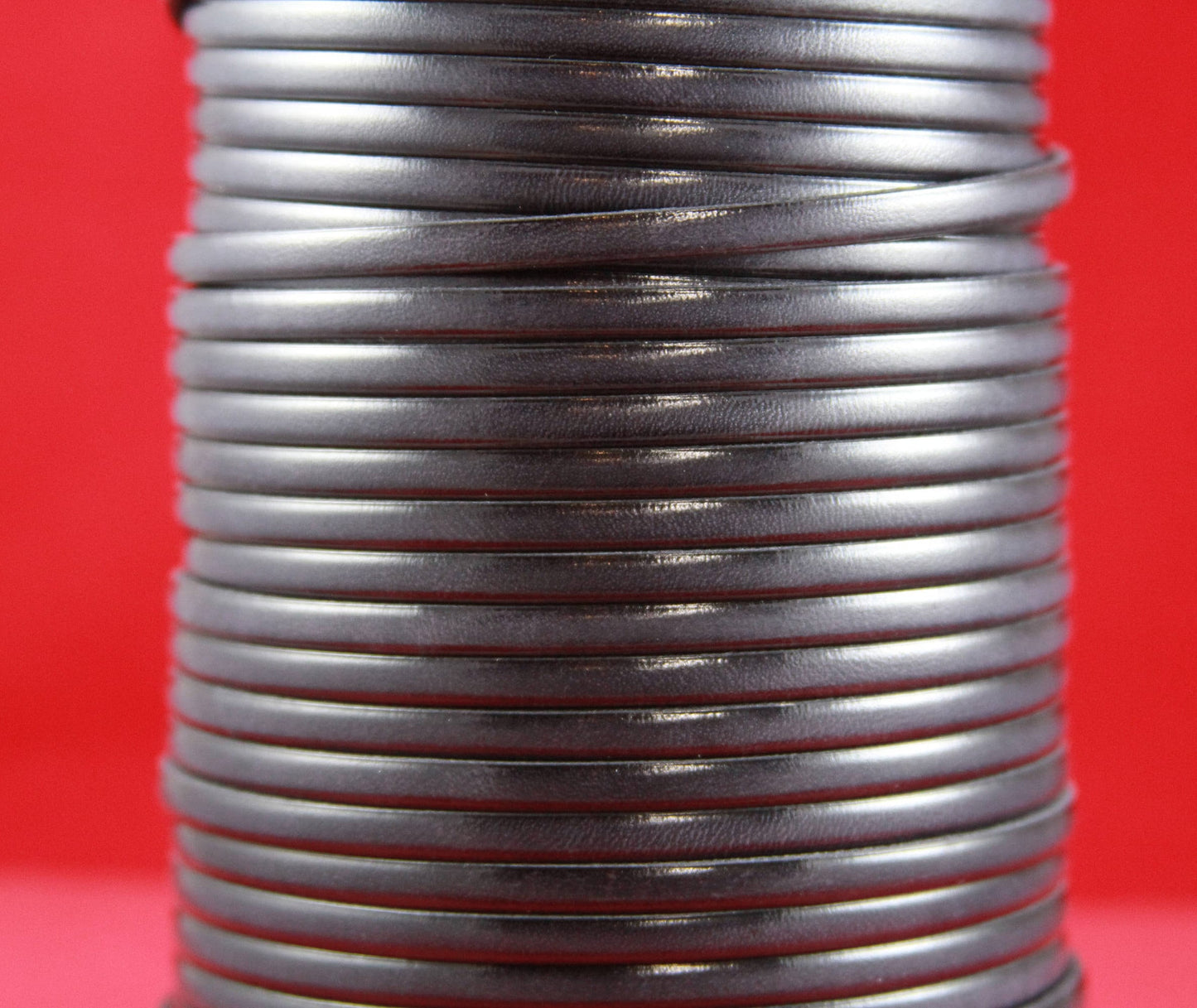 MADE in EUROPE 1 yard of 5mm flat  gray leather cord, 5mm genuine leather cord, flat 5mm real leather cord (MARF5GRIS)