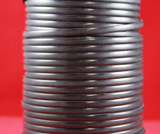 MADE in EUROPE 1 yard of 5mm flat  gray leather cord, 5mm genuine leather cord, flat 5mm real leather cord (MARF5GRIS)