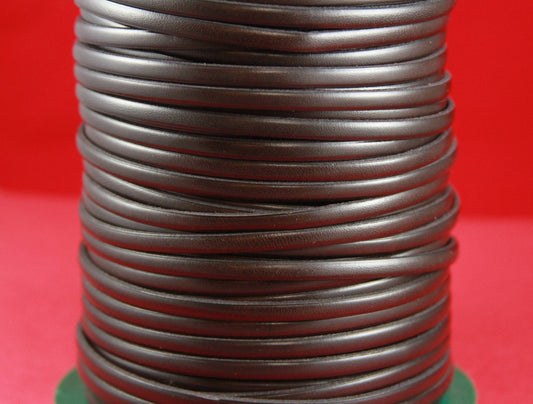 MADE in EUROPE 1 yard of 5mm dark brown flat leather cord, 5mm genuine leather cord, flat 5mm real leather cord (MARF5BR)