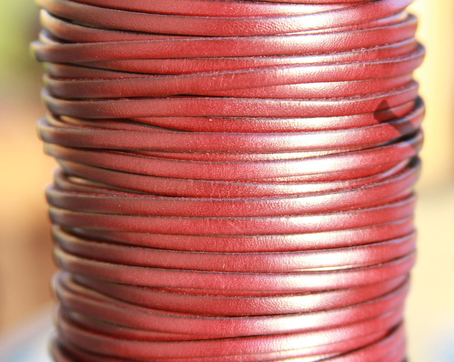 MADE in EUROPE 1 yard of 3mm flat leather cord, genuine flat leather cord, 3x2mm flat leather cord (MARF3GRAN)