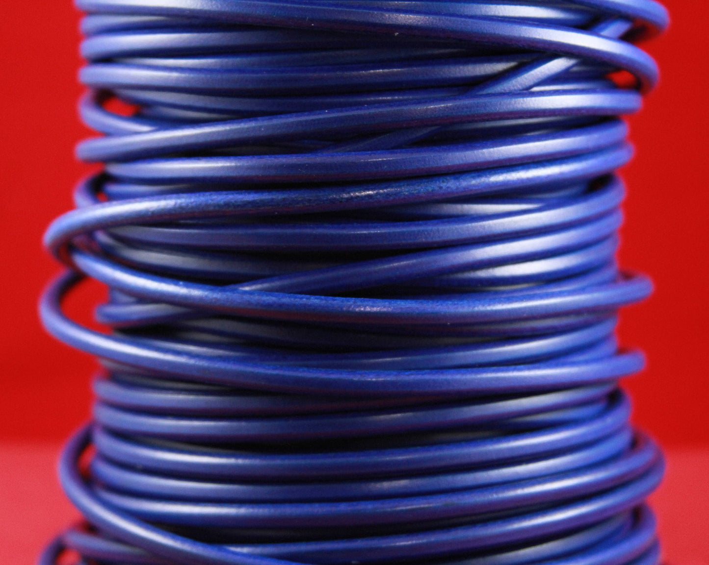 MADE in EUROPE 24" round leather cord, 5mm round genuine leather cord, royal blue 5mm round leather cord (MARR5AZV)