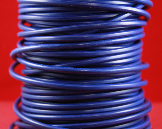 MADE in EUROPE 24" round leather cord, 5mm round genuine leather cord, royal blue 5mm round leather cord (MARR5AZV)