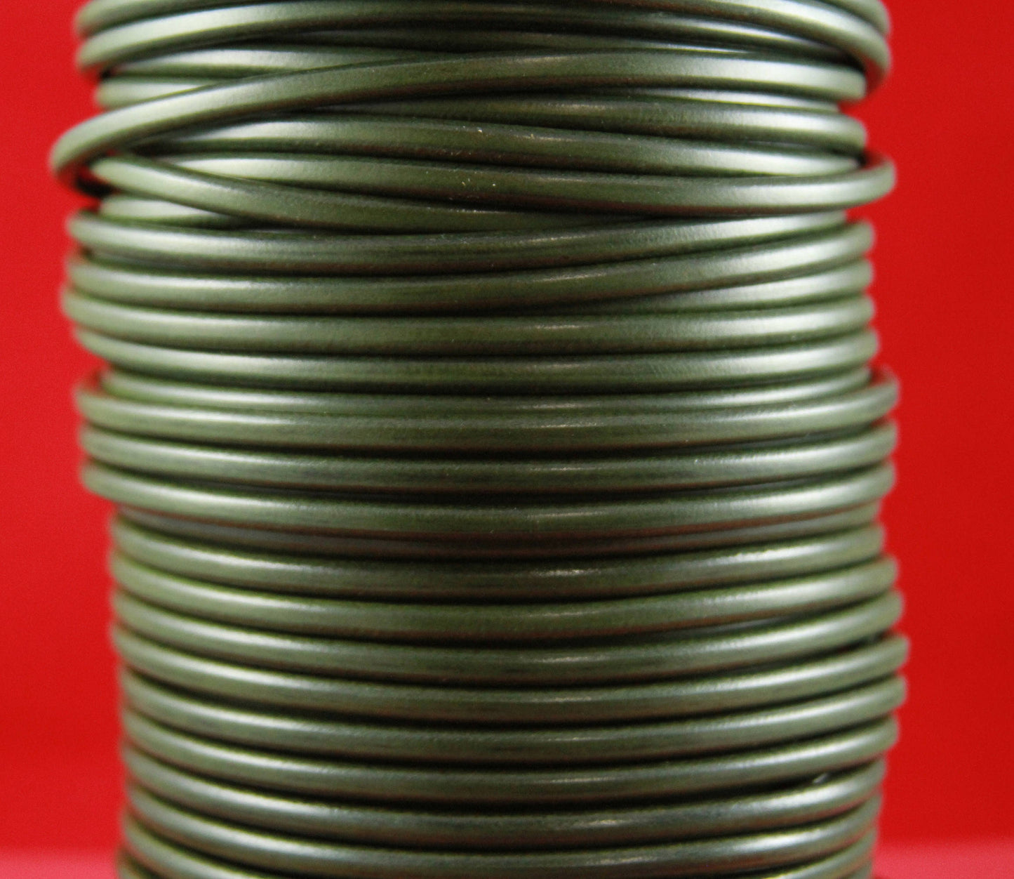 MADE in EUROPE 24" round leather cord, 5mm round genuine leather cord, dark green 5mm round leather cord(MARR5GM)