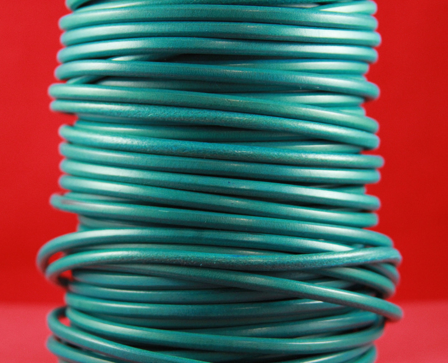 MADE in EUROPE 24" round leather cord, 5mm round genuine leather cord, 5mm turquoise round leather cord (MARR5AZTUR)