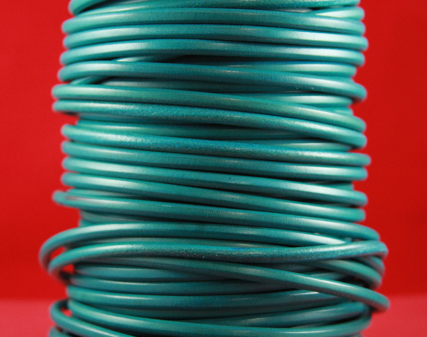 MADE in EUROPE 24" round leather cord, 5mm round genuine leather cord, 5mm turquoise round leather cord (MARR5AZTUR)