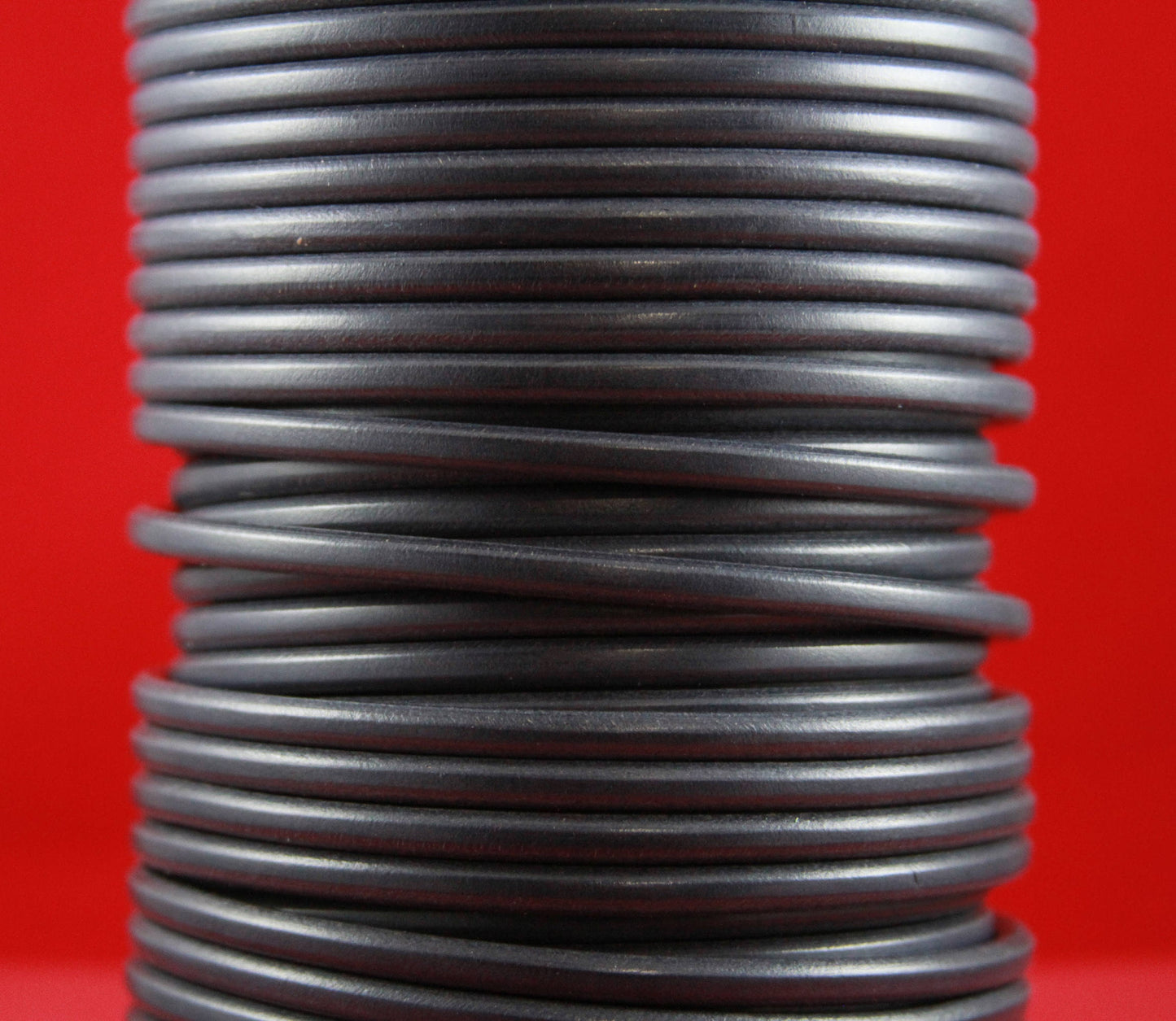 MADE in EUROPE 24" round leather cord, 5mm round genuine leather cord, 5mm gray round leather cord (MARR5GRIS)