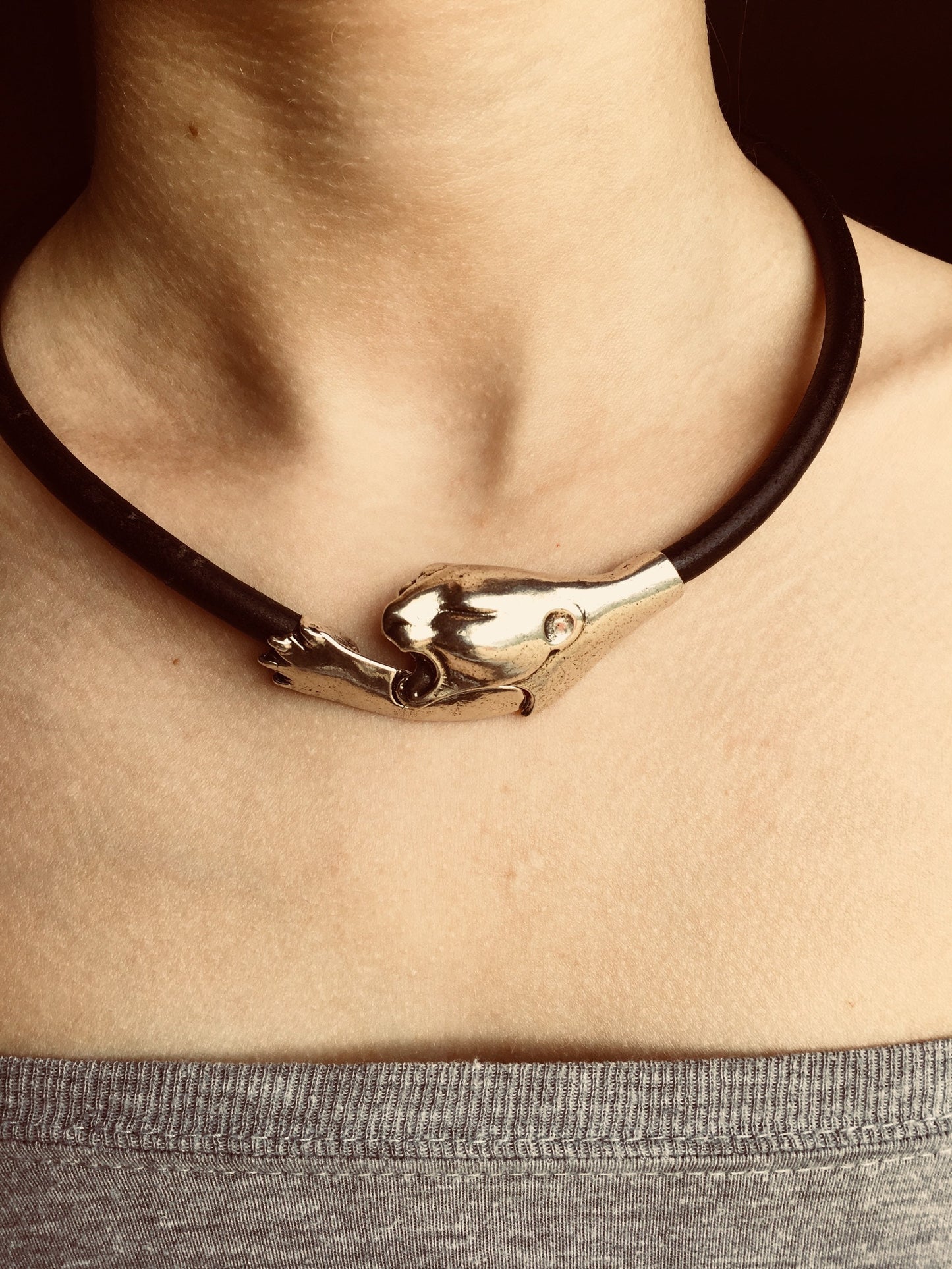 RC0013>> MADE IN EUROPE zamak panther clasp, 6mm cord magnetic clasp for necklace, 6mm round leather cord clasp  (TMpanteras) Qty1