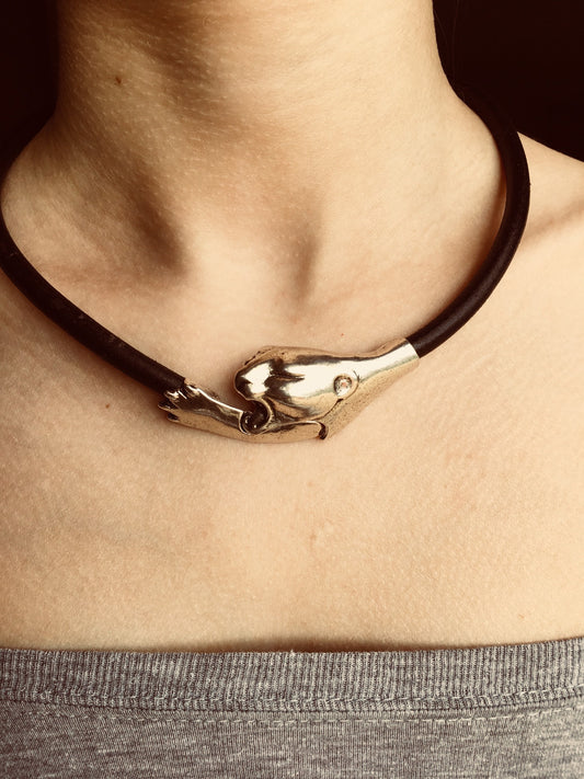 RC0013>> MADE IN EUROPE zamak panther clasp, 6mm cord magnetic clasp for necklace, 6mm round leather cord clasp  (TMpanteras) Qty1