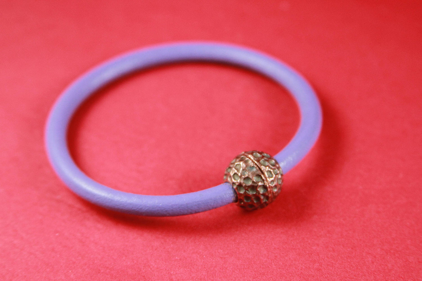 RC0105>>MADE IN EUROPE round leather cord copper clasp, hammered ball clasp (XM6114AC)Qty1
