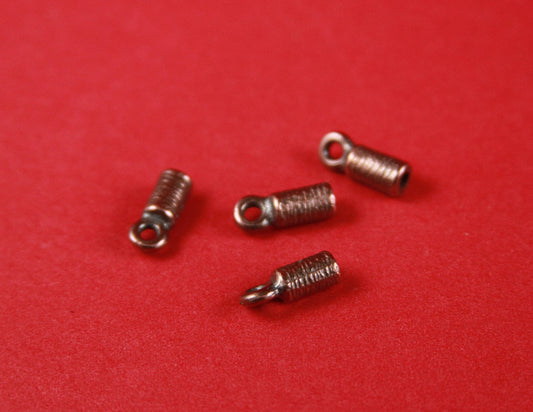 6/1 MADE IN EUROPE 4 end caps, 2mm round leather cord ends, bracelet cord ends, 2mm cord end caps (X5909ac) Qty4