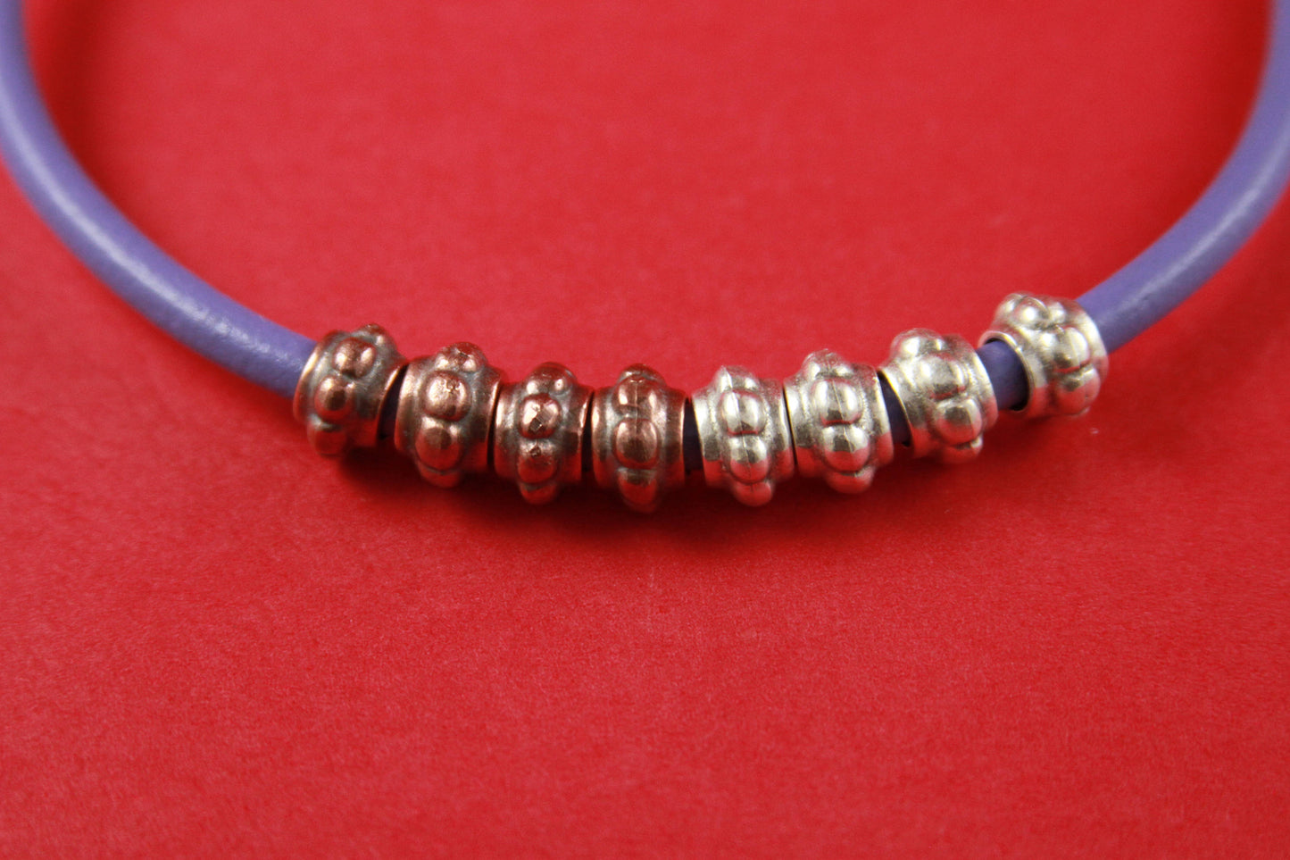 2/9 MADE in EUROPE 4 zamak copper beads, 5.5mm hole zamak sliders, 5mm cord slider, round cord tube spacer  (B1596) qty4