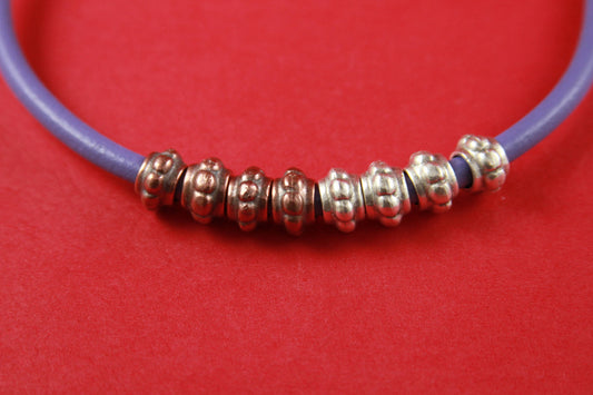 2/9 MADE in EUROPE 4 zamak copper beads, 5.5mm hole zamak sliders, 5mm cord slider, round cord tube spacer  (B1596) qty4