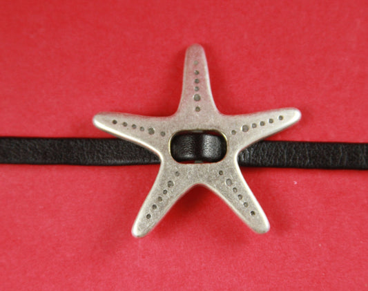 FS0299>>MADE IN EUROPE 2 starfish zamak sliders, zamak starfish slider, starfish connector,  Qty2