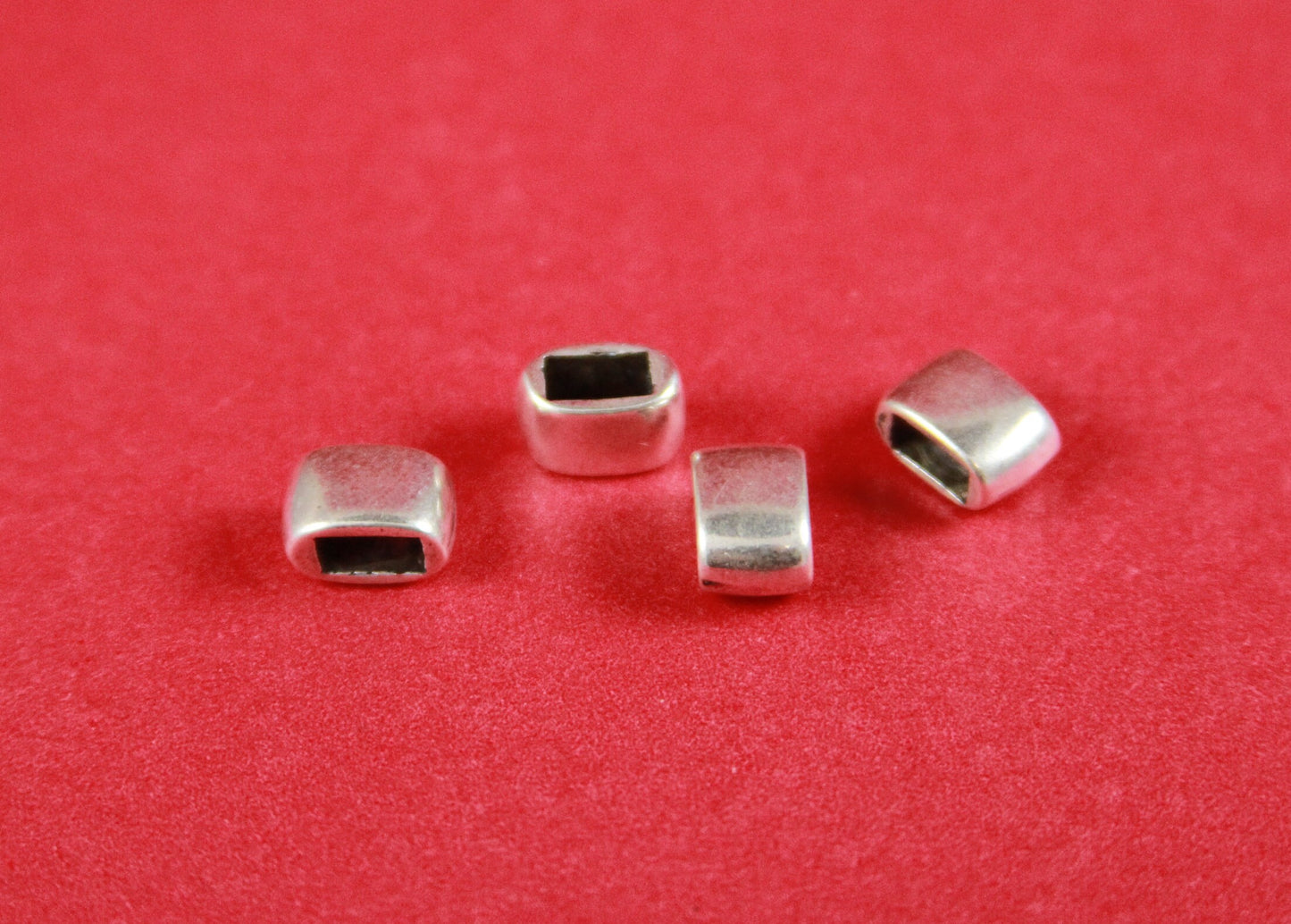 FS0283>>MADE IN EUROPE 4 zamak 6x3mm sliders, 3mm cord sliders, 3mm double round cord sliders, silver sliders Qty4
