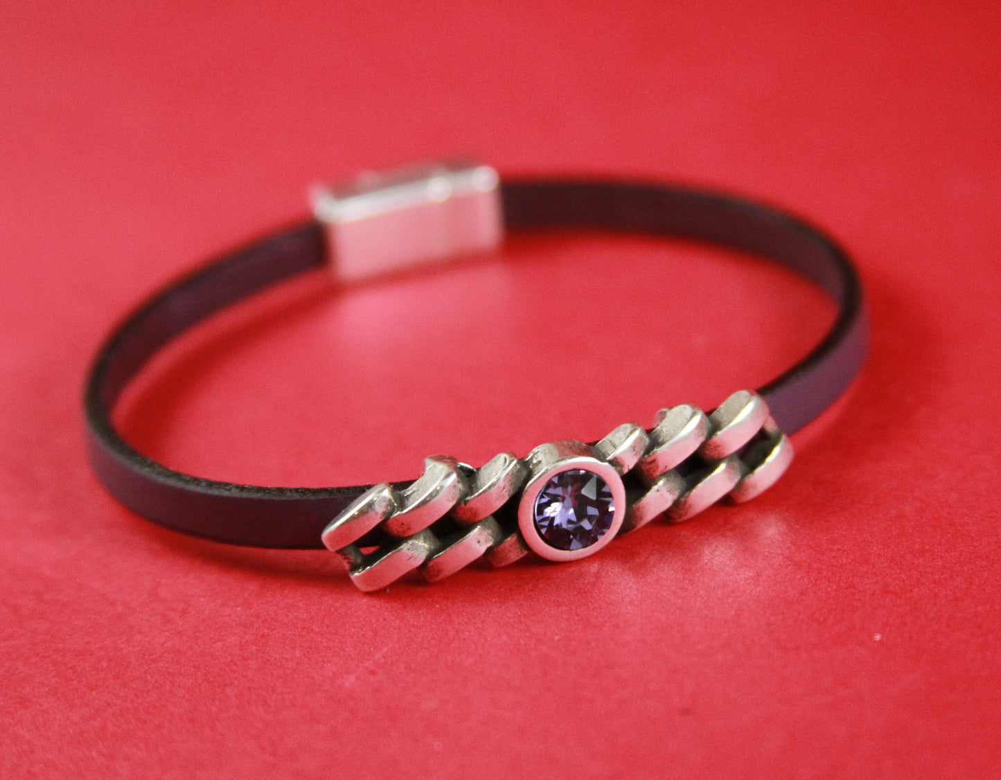 FS0269>>MADE in EUROPE zamak chain slider with Swarovski crystal, flat 5mm cord slider with Swarovski crystal, Qty1