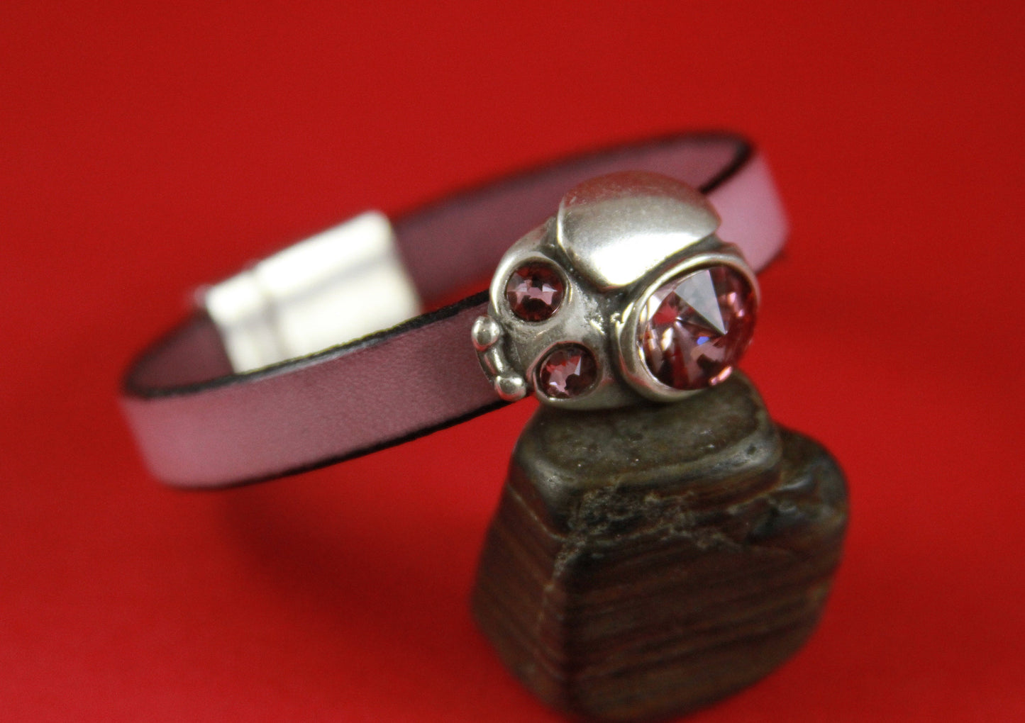 FS0278>>MADE in EUROPE zamak ladybug slider, Swarovski crystal ladybug slider for 10mm cord Qty1