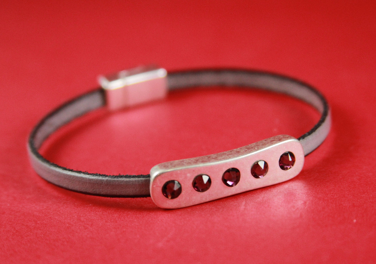 FS0313>> MADE in EUROPE zamak flat slider with Swarovski crystals, flat 5mm cord slider with Swarovski crystals, (78269/05) Qty1