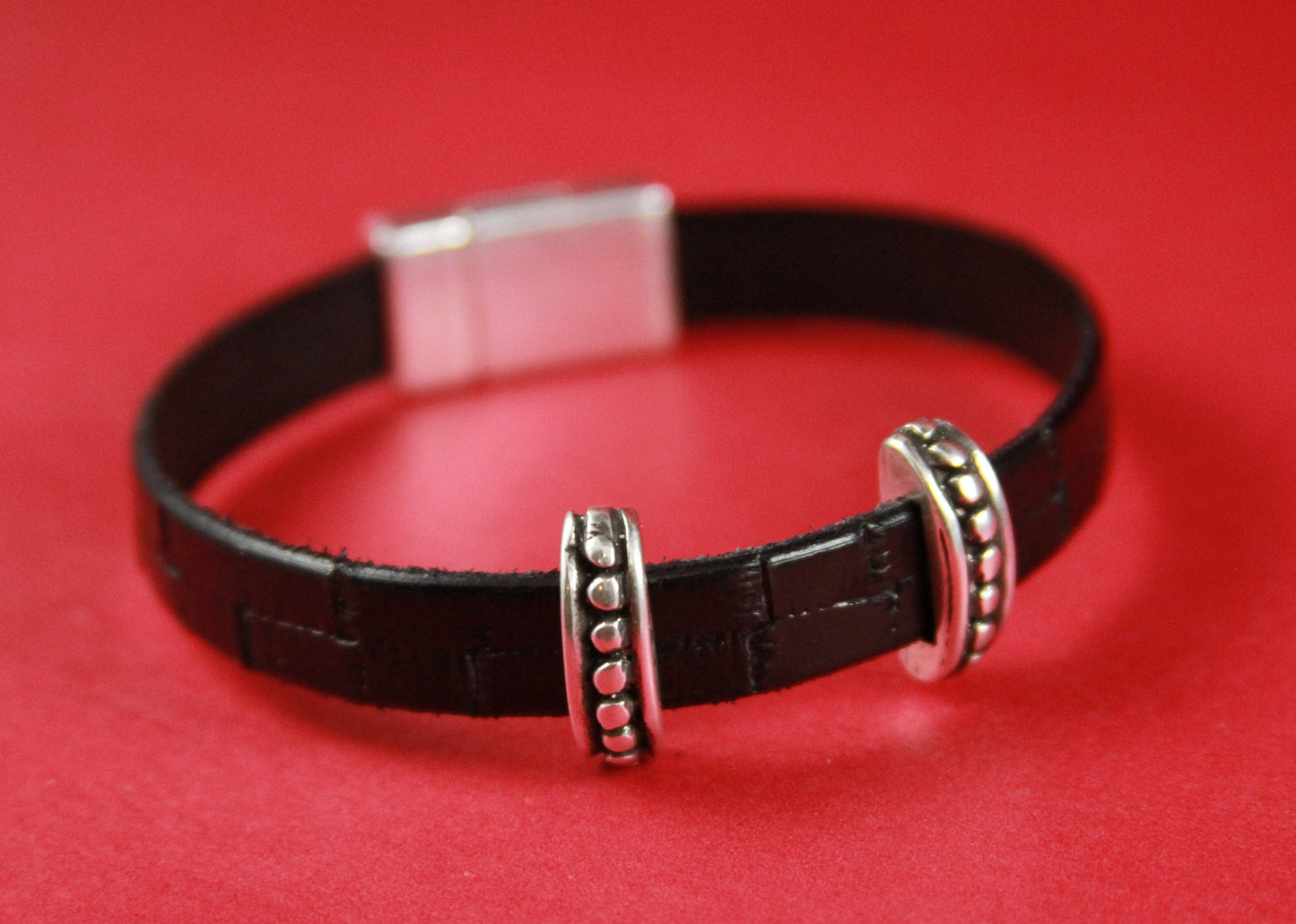 FS0274>>MADE in EUROPE 2 zamak beaded sliders, 10mm flat cord slider bars, 10mm leather cord  sliders, zamak sliders  Qty2