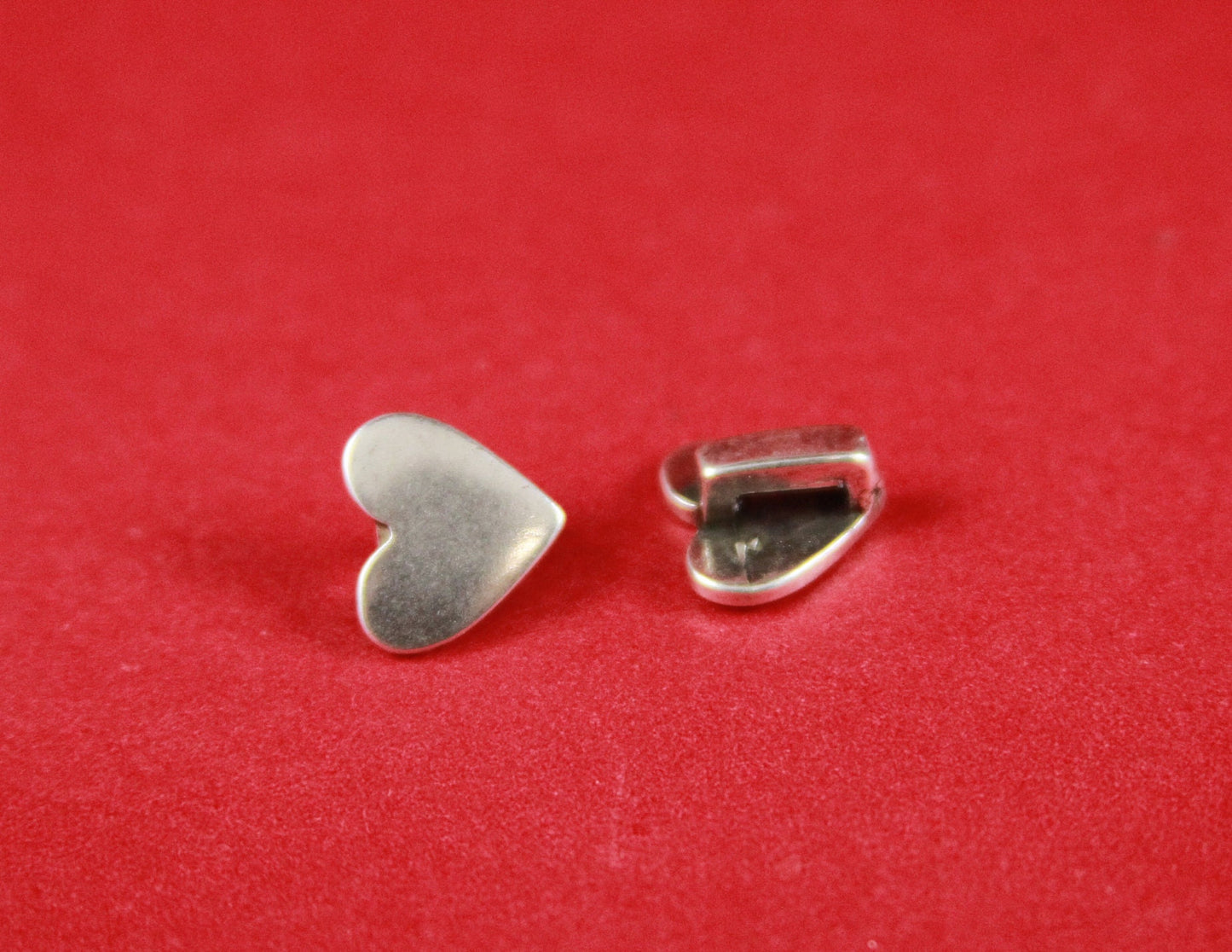 FS0334>>MADE in EUROPE 2 zamak heart sliders for 5mm cord, flat cord heart  slider, silver heart slider qty2