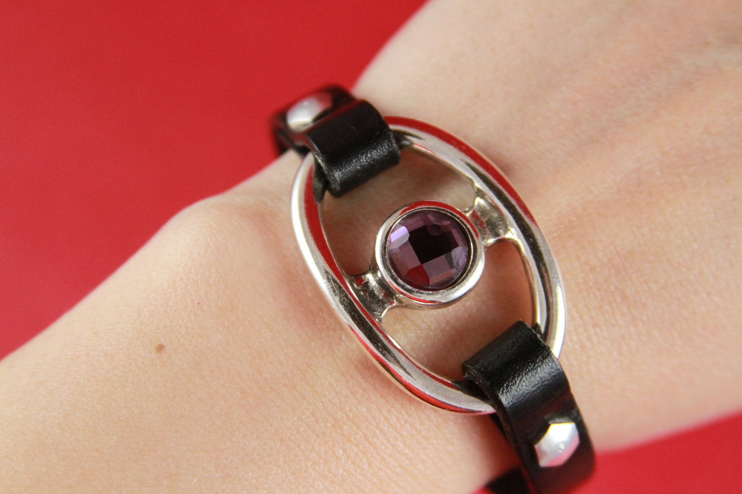 C0025>> MADE in EUROPE zamak connector with Swarovski crystal, Swarovski crystal connector, 10mm cord connector (5646) Qty1