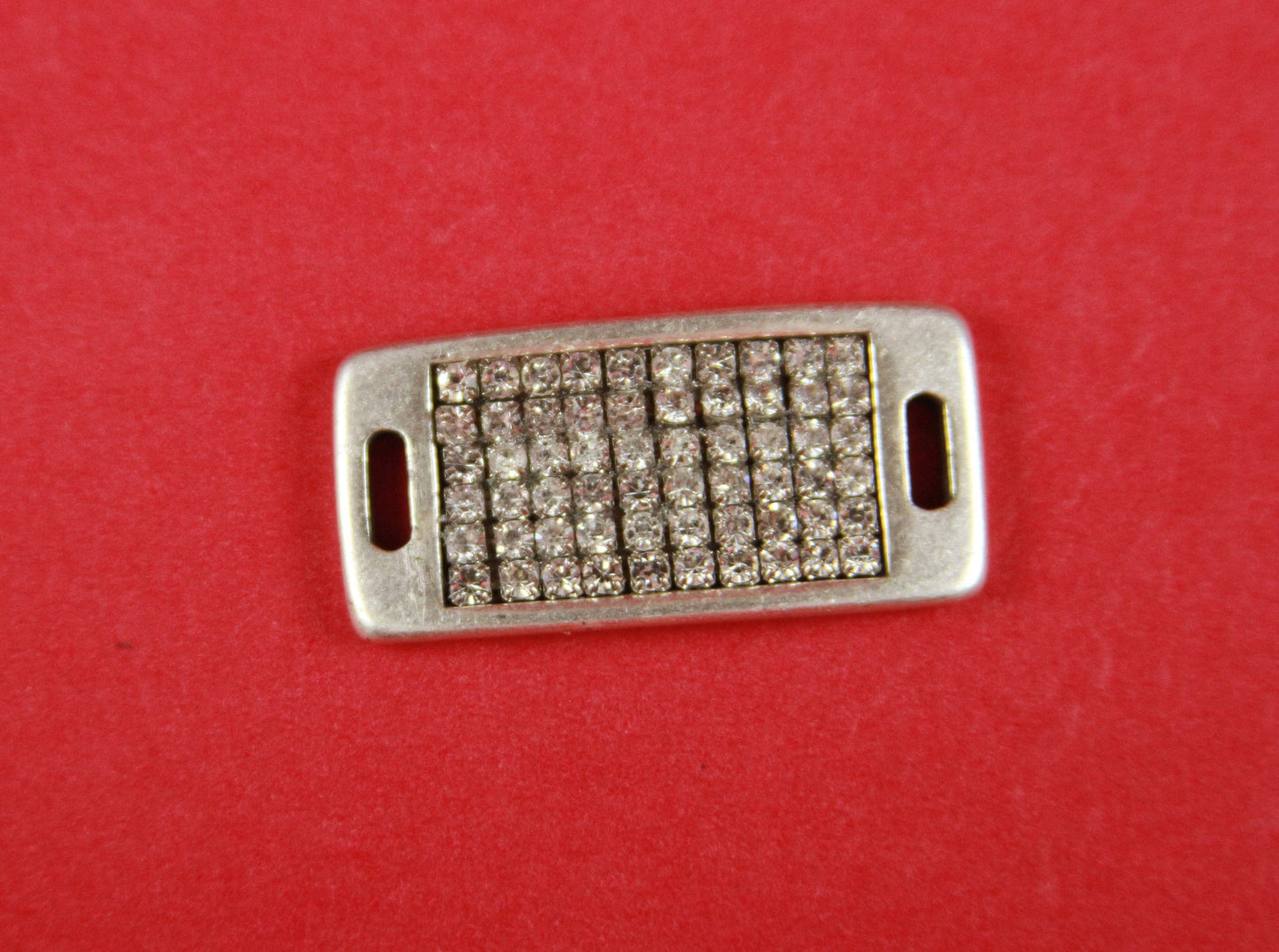 C0030>>MADE in EUROPE  flat cord zamak connector,  6mm cord Swarovski crystals connector, connector with Swarovski crystals  Qty1