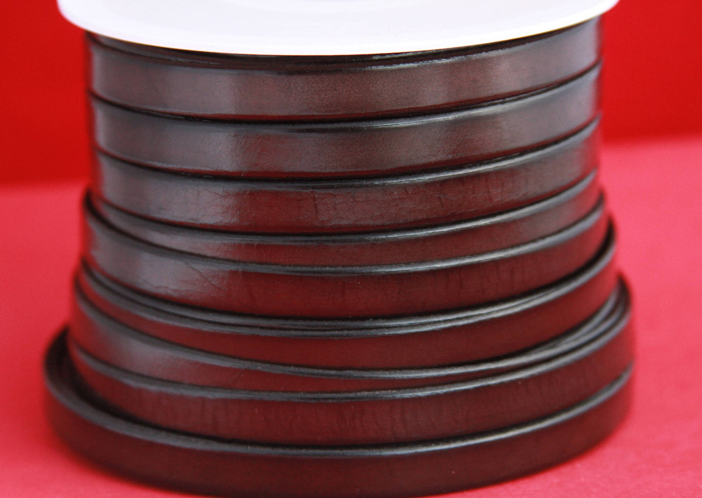 MADE IN SPAIN 24" flat leather cord, brown 10mm flat leather cord, 10mm plain leather cord (221/10/02)