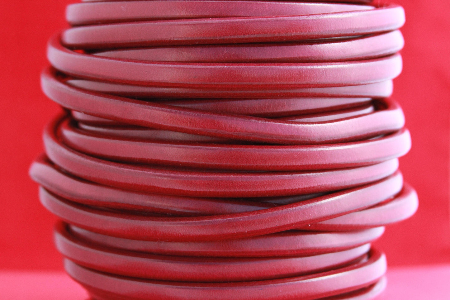 MADE in EUROPE 8" dark red licorice leather cord, 10x6 leather cord, bracelet leather cord, thick leather cord (MARL10GRAN)
