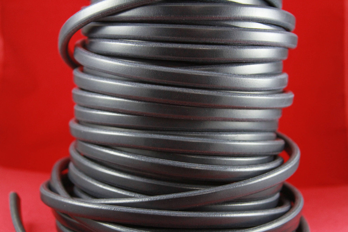 MADE in EUROPE 8" licorice leather cord, 10x6 leather cord, bracelet leather cord, thick leather cord (MARL10GRIS)