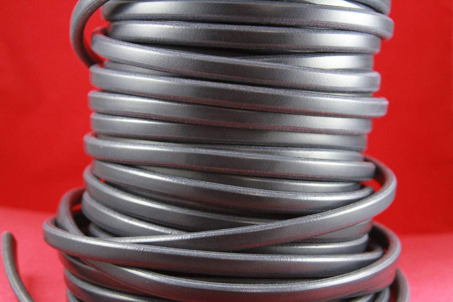 MADE in EUROPE 8" licorice leather cord, 10x6 leather cord, bracelet leather cord, thick leather cord (MARL10GRIS)