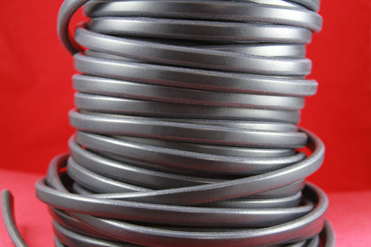 MADE in EUROPE 8" licorice leather cord, 10x6 leather cord, bracelet leather cord, thick leather cord (MARL10GRIS)