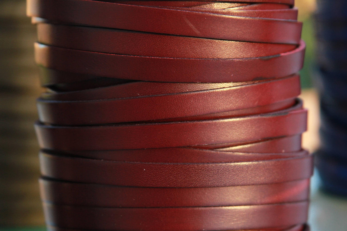 MADE in EUROPE 24" of genuine leather cord, flat 10mm dark red leather cord, 10x2mm leather cord, bordeaux 10mm leather cord (MARF10GRAN)