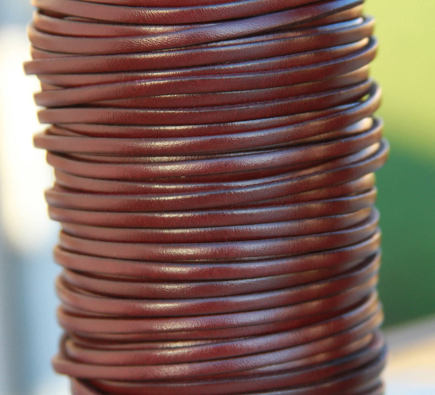 MADE in EUROPE 1 yard of 3mm flat leather cord, genuine flat leather cord, 3x2mm flat leather cord (MARF3GRAN)