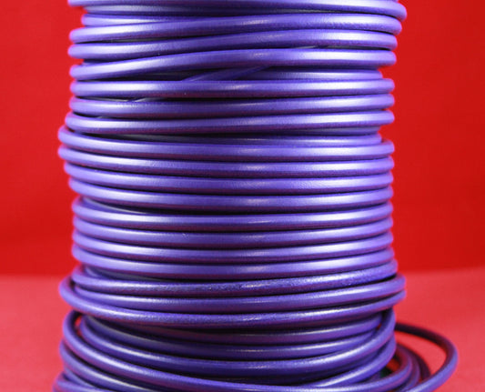 MADE in EUROPE 24" round leather cord, 5mm round genuine leather cord, 5mm round purple leather cord (MARR5P)