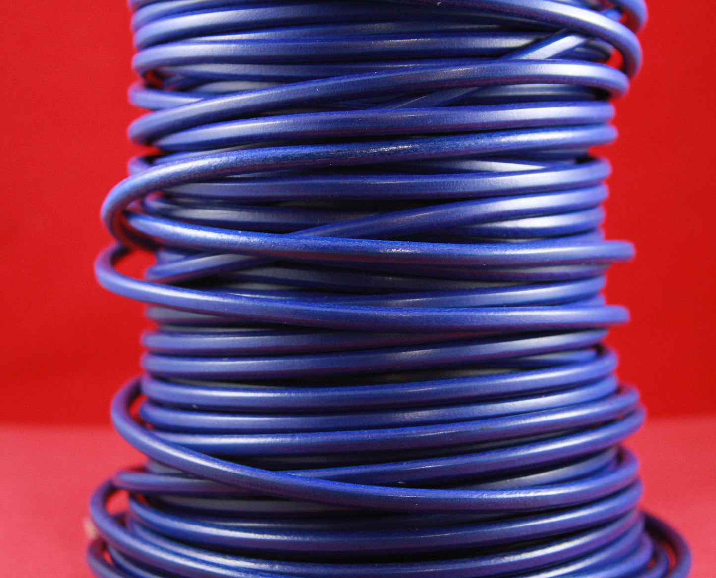 MADE in EUROPE 24" round leather cord, 5mm round genuine leather cord, royal blue 5mm round leather cord (MARR5AZV)