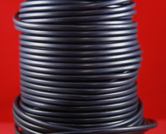 MADE in EUROPE 24" round leather cord, 5mm round genuine leather cord, 5mm round navy blue leather cord (MARR5AZM)