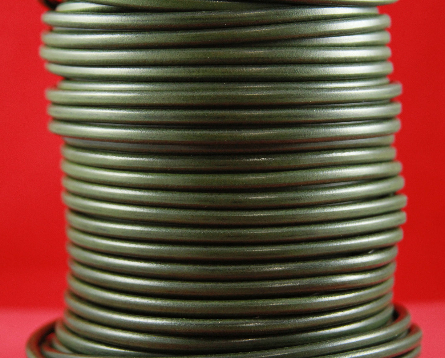 MADE in EUROPE 24" round leather cord, 5mm round genuine leather cord, dark green 5mm round leather cord(MARR5GM)