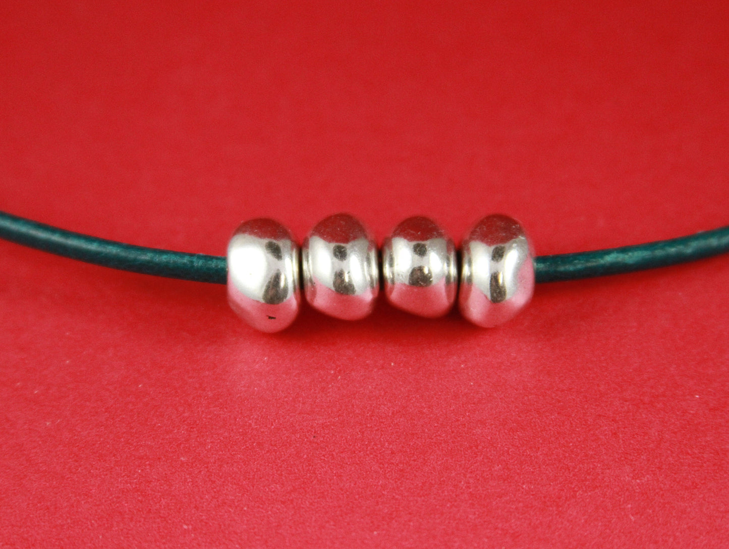 RS0175>>MADE IN EUROPE  4 zamak irregular sliders, zamak silver beads, round 3mm cord irregular beads ,3mm cord zamak beads Qty4