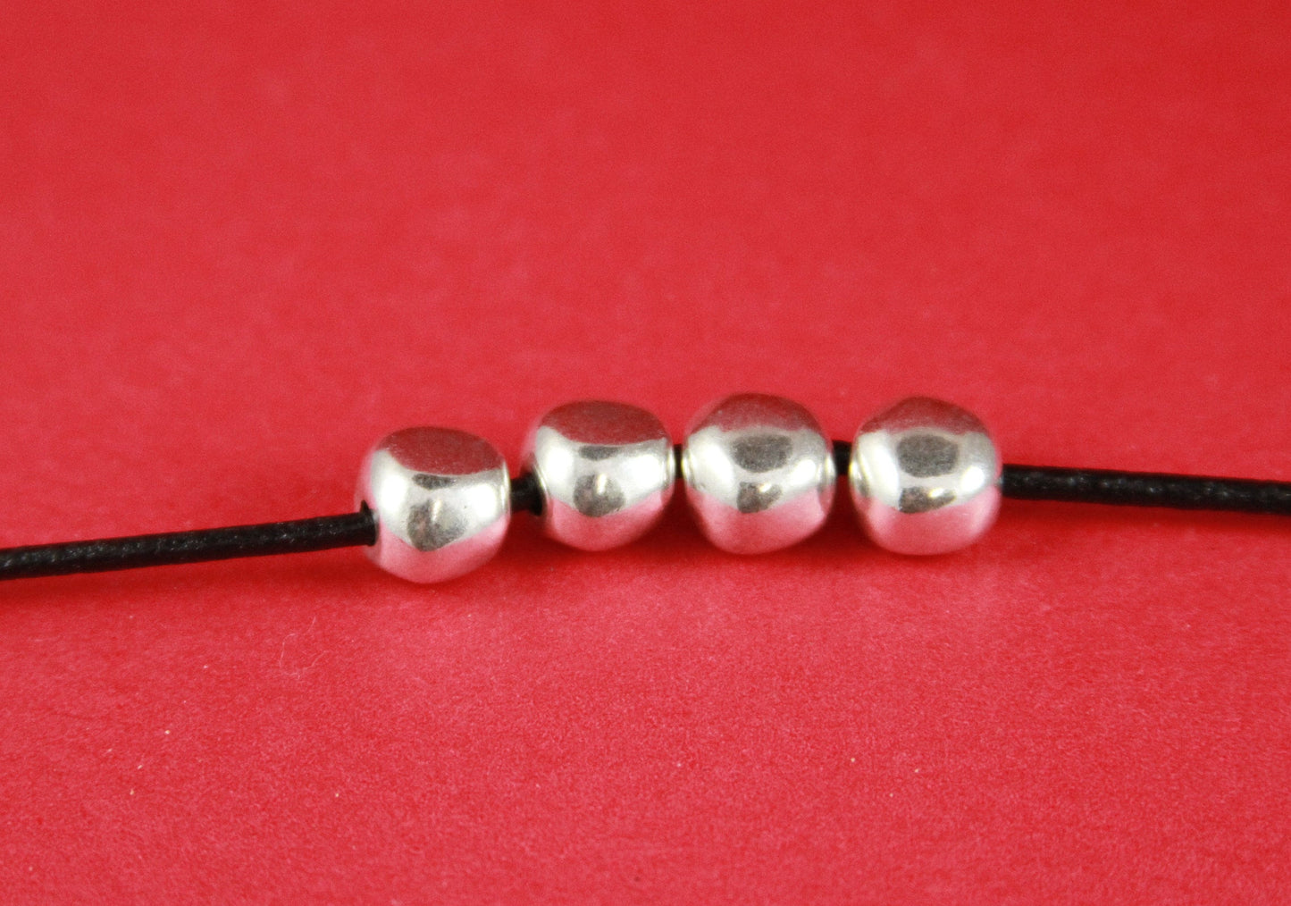 RS0117>>MADE IN EUROPE  4 zamak irregular sliders, zamak silver beads, round 2mm cord irregular beads ,2mm cord zamak beads ( 5656/03)Qty4