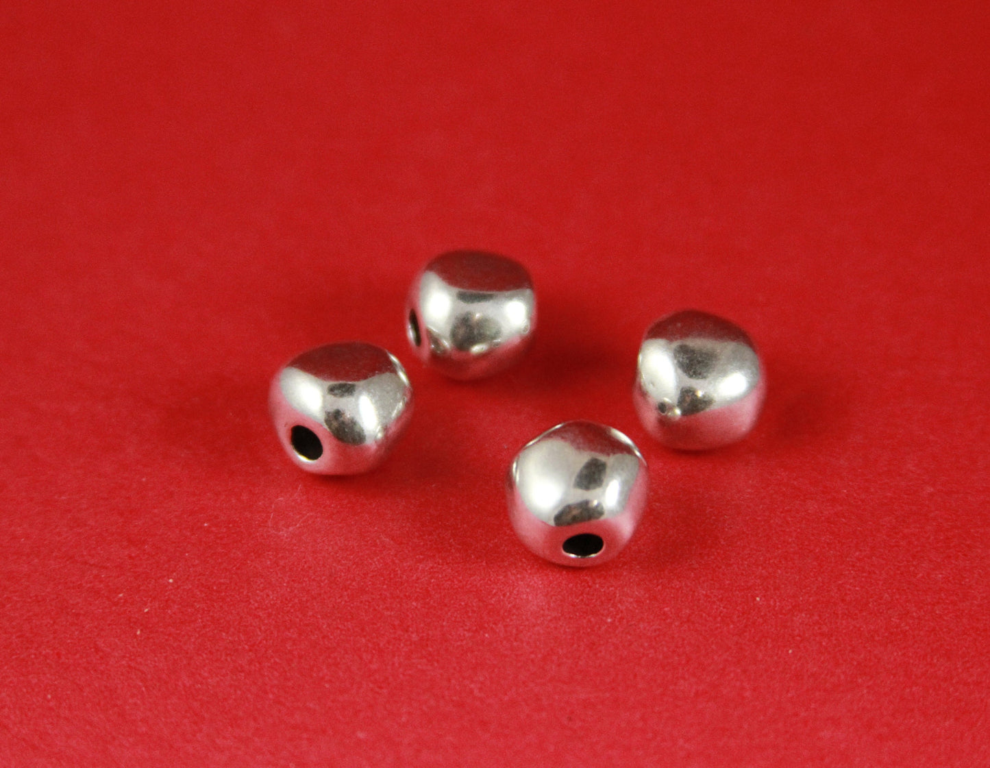 RS0117>>MADE IN EUROPE  4 zamak irregular sliders, zamak silver beads, round 2mm cord irregular beads ,2mm cord zamak beads ( 5656/03)Qty4