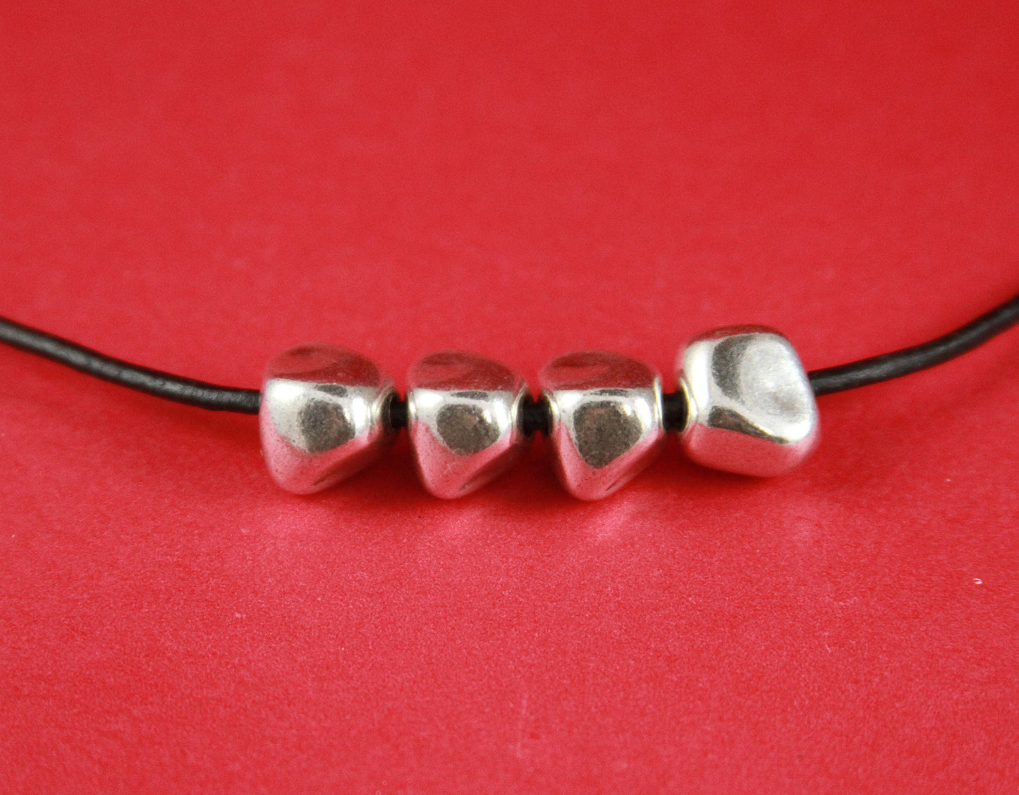 RS0003>>MADE IN EUROPE  4 zamak irregular sliders, zamak silver beads, round 2mm cord irregular beads ,2mm cord zamak beads ( 5658/02)Qty4