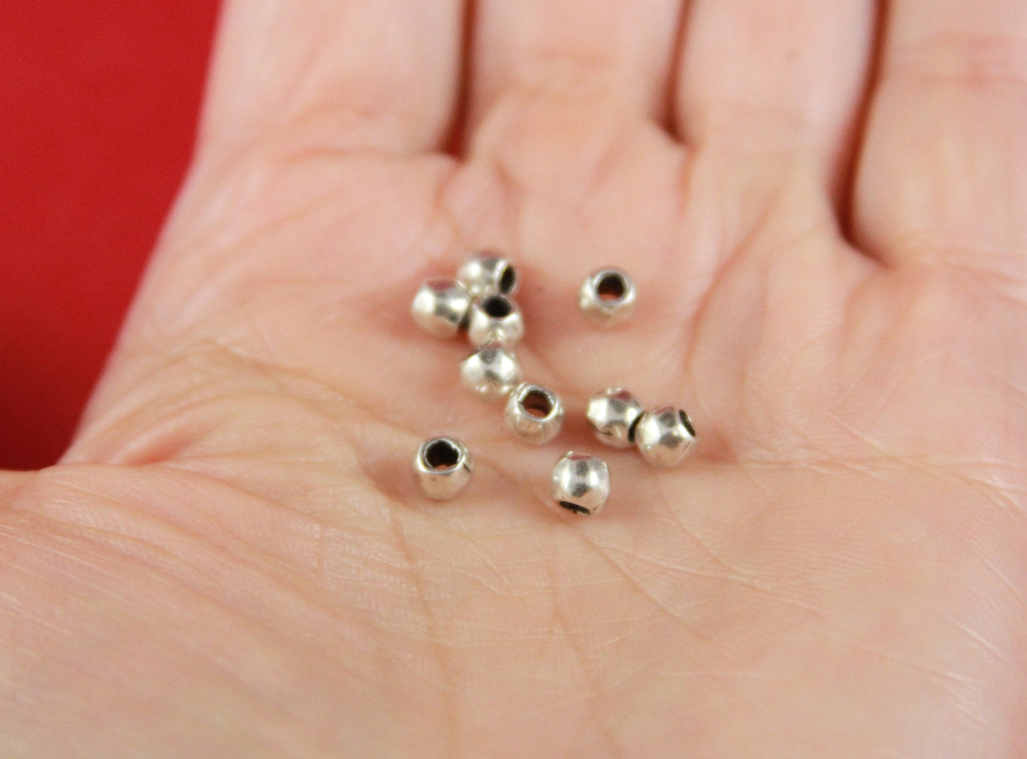 RS0140>> MADE IN EUROPE  10 zamak irregular sliders, zamak silver beads, round 2mm cord irregular beads ,2mm cord zamak beads(78596/02)Qty10