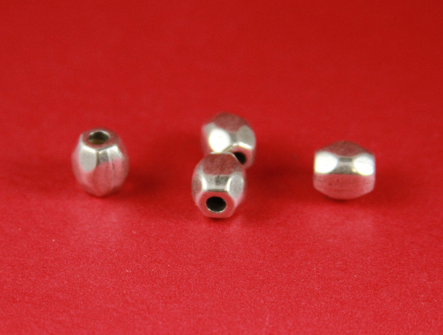 RS0118>>MADE IN EUROPE  4 zamak irregular sliders, zamak faceted beads, round 2mm cord irregular beads ,2mm cord zamak beads Qty4