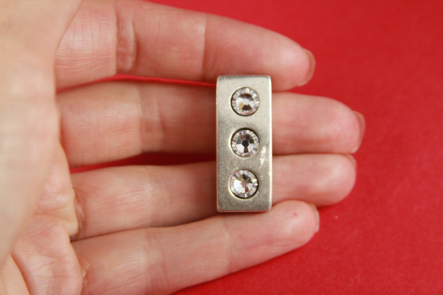 FC0127>>MADE in EUROPE zamak fastener clasp with Swarovski crystals, 10mm flat cord fastener clasp, (77954/10) qty1