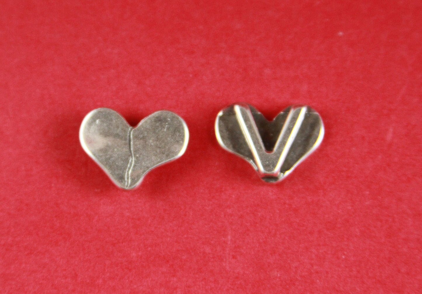 FS0314>>MADE in EUROPE 2 zamak broken heart sliders, 10mm flat cord slider, 10mm flat cord heart sliders qty2