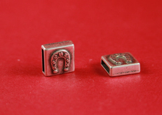 FS0300>>MADE in EUROPE 2 zamak horseshoe sliders,zamak square slider,10mm flat cord slider,10mm flat cord horse shoe sliders qty2
