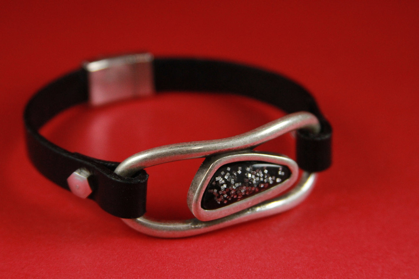 C0091>>MADE in EUROPE zamak connector, zamak cabochon connector, 10mm cord connector, flat 10mm leather cord connector Qty1
