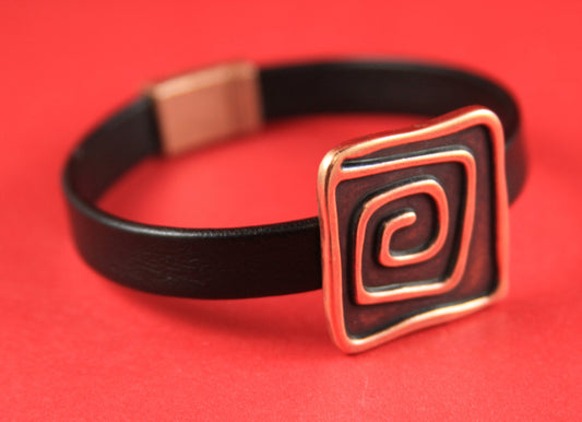 FS0003>>MADE in EUROPE zamak swirl slider, copper square slider, 10mm flat cord slider, 10mm flat cord c slider qty1